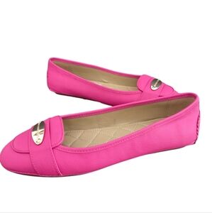 Michael Kors Vibrant Pink Flat Shoes Golden Hardware